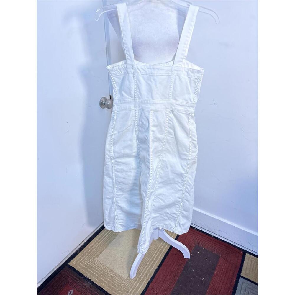 j crew Trademark White Denim Button Down Midi Vintage Style Dress 0P - Picture 6 of 8